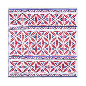 ipekevi - Beyaz Kırmızı Kütahya Çintemani Saten İpek Mendil