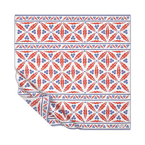 ipekevi - Beyaz Kırmızı Kütahya Çintemani Tivil İpek Eşarp