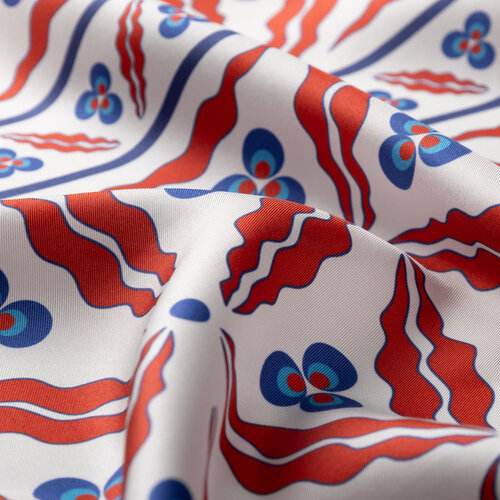 Beyaz Kırmızı Kütahya Çintemani Tivil İpek Eşarp