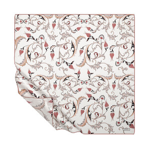 ipekevi - Beyaz Kızıl Bakır Yıldız Şale Tivil İpek Eşarp