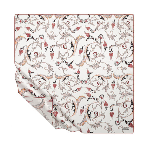 Beyaz Kızıl Bakır Yıldız Şale Tivil İpek Eşarp