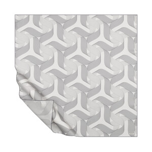 ipekevi - ايشارب حرير تويل تصميم هندسي لون أبيض