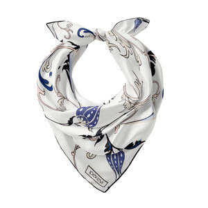 ipekevi - Beyaz Lacivert Yıldız Şale Saten İpek Mendil (1)