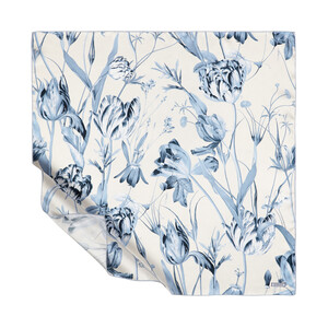 ipekevi - ايشارب حرير تويل تصميم ورود لون أبيض وأزرق