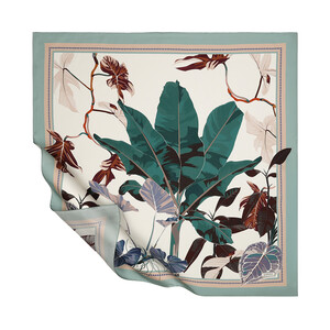 ipekevi - Beyaz Mentol Kaya Bahçesi Tivil İpek Eşarp