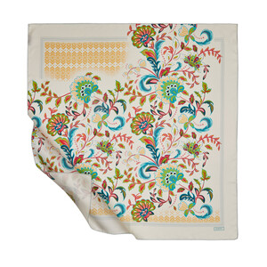 ipekevi - ايشارب حرير تويل تصميم ورود لون أبيض