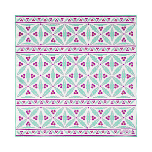 ipekevi - Beyaz Turkuaz Kütahya Çintemani Saten İpek Mendil