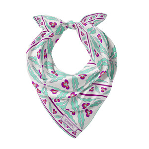 ipekevi - Beyaz Turkuaz Kütahya Çintemani Saten İpek Mendil (1)