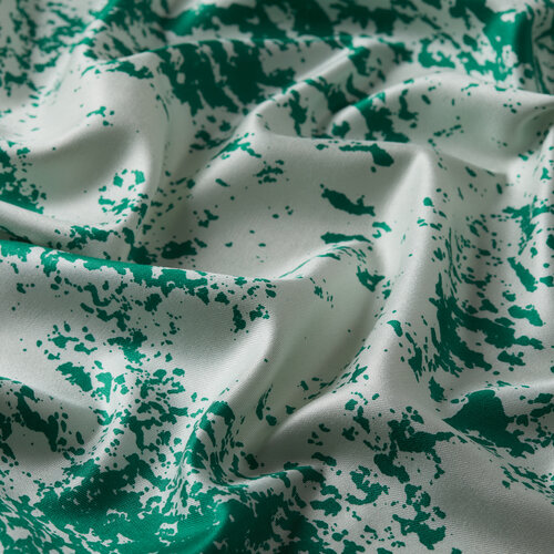 Beyaz Yeşil Mermer Desenli İpek Şal