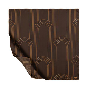 Bitter Coffee Aqueduct Print Silk Twill Scarf - Thumbnail