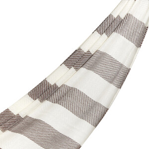 Bitter Coffee Block Striped Linen Cotton Scarf - Thumbnail