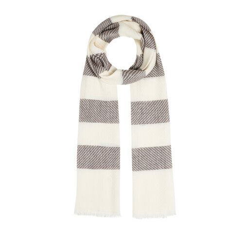 Bitter Coffee Block Striped Linen Cotton Scarf