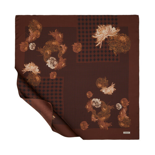 Bitter Coffee Blossom Twill Silk Scarf