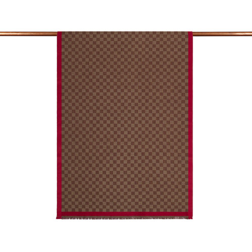 Bitter Coffee Checkered Wool Silk Scarf