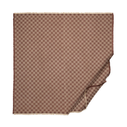 Bitter Coffee Checkered Wool Silk Scarf