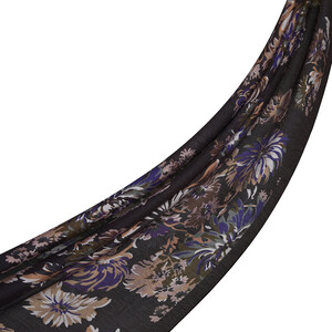 Bitter Coffee Chrysanthemum Print Tencel Scarf - Thumbnail