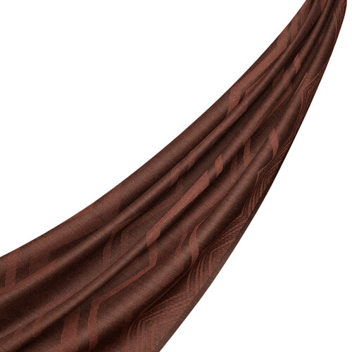 Bitter Coffee Ethnic Zigzag Wool Silk Scarf