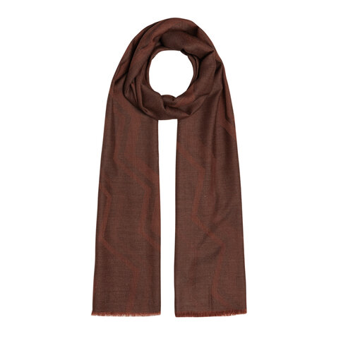 Bitter Coffee Ethnic Zigzag Wool Silk Scarf