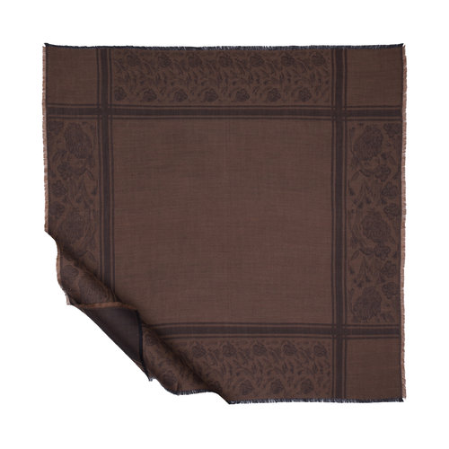Bitter Coffee Floral Print Wool Silk Scarf