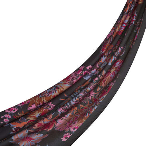 Bitter Coffee Fuchsia Chrysanthemum Print Tencel Scarf