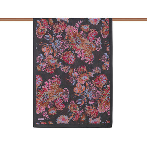 Bitter Coffee Fuchsia Chrysanthemum Print Tencel Scarf - Thumbnail