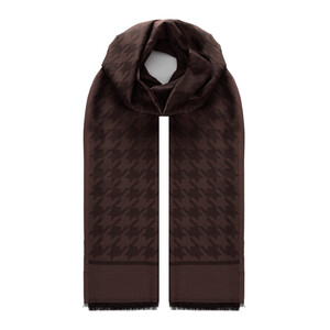 ipekevi - Bitter Coffee Houndstooth Cotton Silk Scarf (1)
