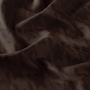 Bitter Coffee Houndstooth Cotton Silk Scarf - Thumbnail