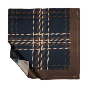 Bitter Coffee Hunter Plaid Modern Silk Twill Scarf - Thumbnail