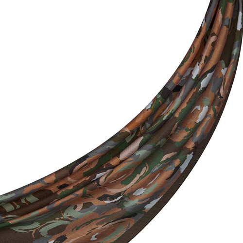 Bitter Coffee Khaki Soulful Blooms Tencel Print Scarf