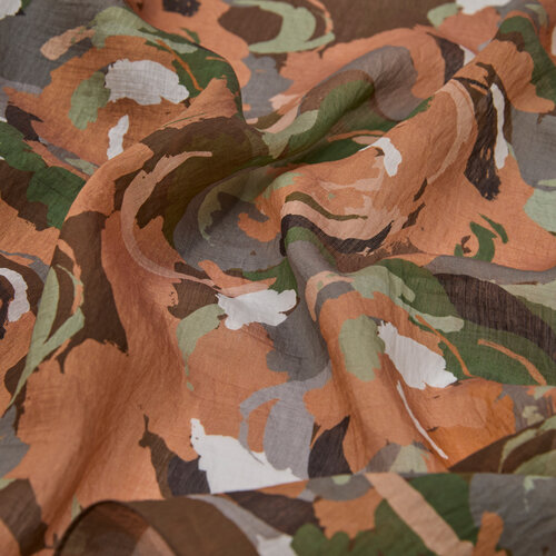 Bitter Coffee Khaki Soulful Blooms Tencel Print Scarf