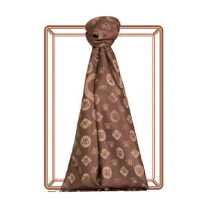 Bitter Coffee Monogram Print Silk Scarf - Thumbnail