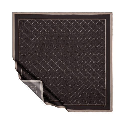 Bitter Coffee Monogram Twill Silk Scarf