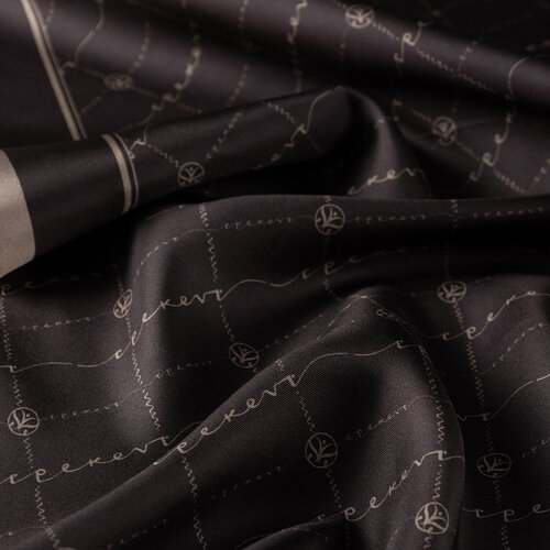 Bitter Coffee Monogram Twill Silk Scarf