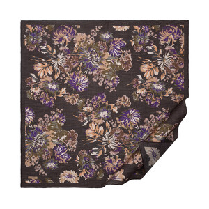 Bitter Coffee Purple Chrysanthemum Print Tencel Scarf - Thumbnail