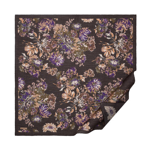 Bitter Coffee Purple Chrysanthemum Print Tencel Scarf