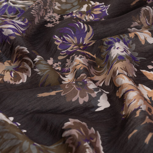 Bitter Coffee Purple Chrysanthemum Print Tencel Scarf