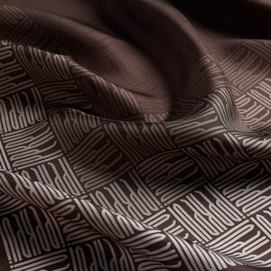 ipekevi - Bitter Coffee Qufi Pattern Silk Twill Scarf (1)