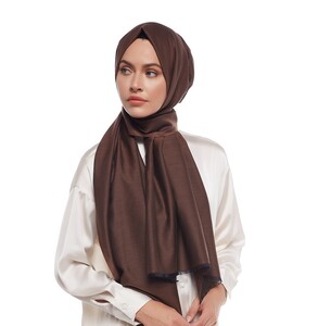 Bitter Coffee Reversible Cotton Silk Scarf - Thumbnail