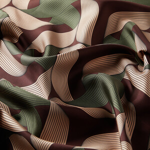 ipekevi - Bitter Coffee Ribbon Print Silk Twill Scarf (1)