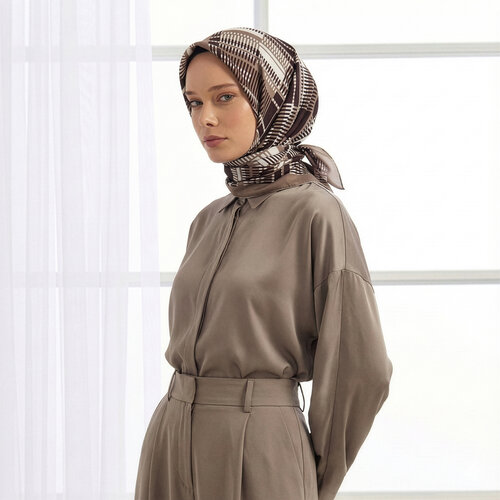 Bitter Coffee Skyscrapers Twill Silk Scarf