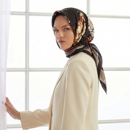 Bitter Coffee Stone Garden Of Eden Twill Silk Scarf