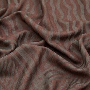 Bitter Coffee Zebra Print Wool Silk Scarf - Thumbnail