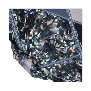 Black Abstract Monogram Twill Silk Scarf - Thumbnail