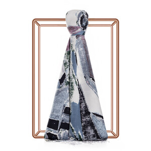 ipekevi - Black Abstract Print Silk Scarf