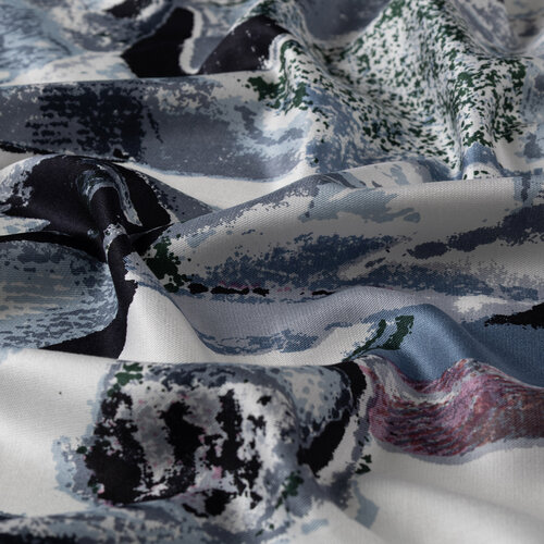 Black Abstract Print Silk Scarf