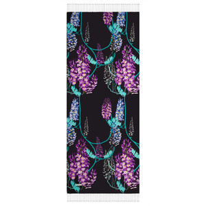 Black Acacia Print Silk Scarf - Thumbnail