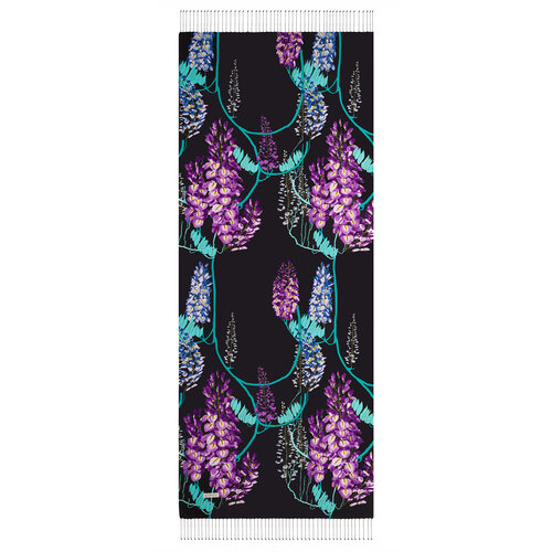 Black Acacia Print Silk Scarf