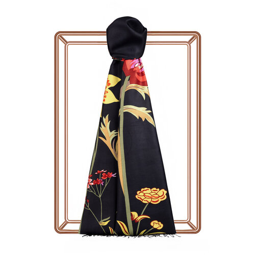 Black Amaryllis Print Silk Scarf Black Amaryllis Print Silk Scarf