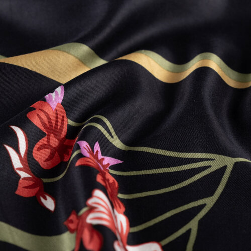 Black Amaryllis Print Silk Scarf Black Amaryllis Print Silk Scarf