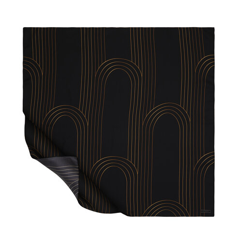 Black Aqueduct Print Silk Twill Scarf